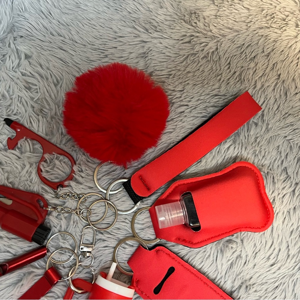 10pcs Red Safety Keychain Set - Picture 3 of 5